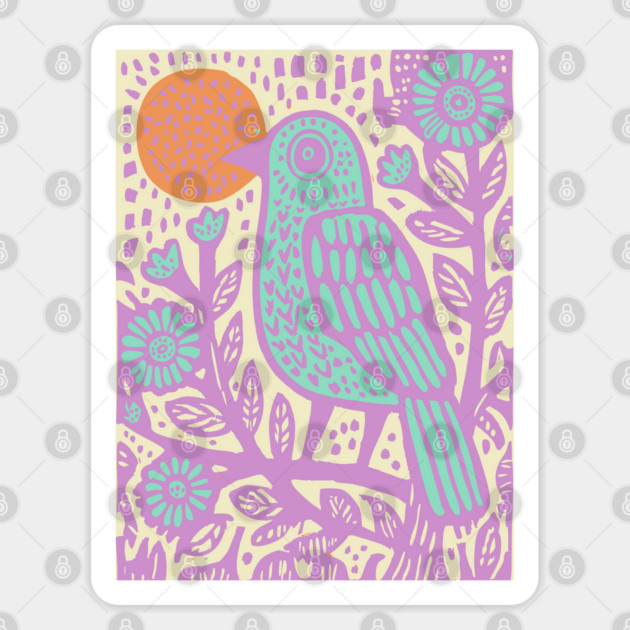 Psychedelic Tribal Bird Sticker by TuncGK