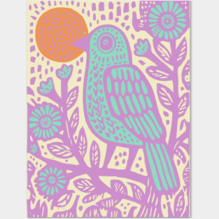 Psychedelic Tribal Bird Posters and Art