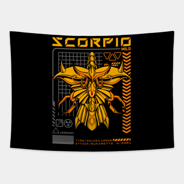 Scorpio Milo Saint Seiya Futuristic Armor Tapestry by Otaku Vibes