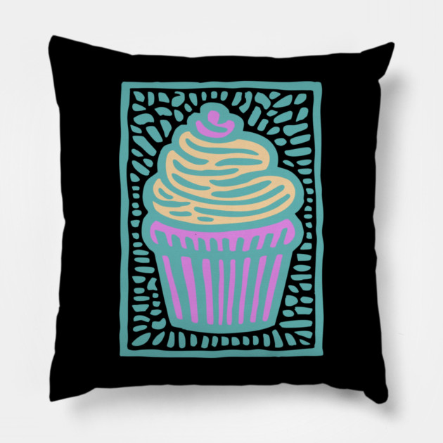 Trippy Psychedelic Cupcake Pillow by TuncGK