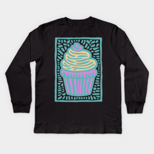 Trippy Psychedelic Cupcake Kids Long Sleeve T-Shirt