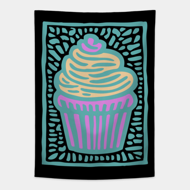 Trippy Psychedelic Cupcake Tapestry by TuncGK