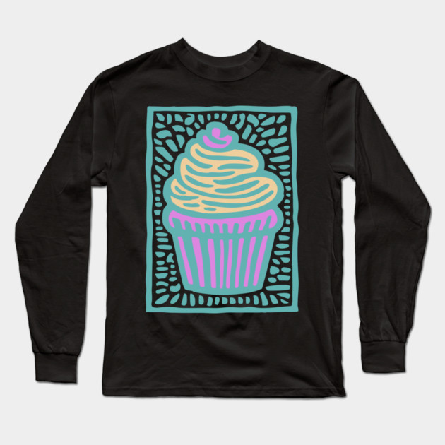 Trippy Psychedelic Cupcake Long Sleeve T-Shirt by TuncGK