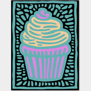 Trippy Psychedelic Cupcake Posters and Art
