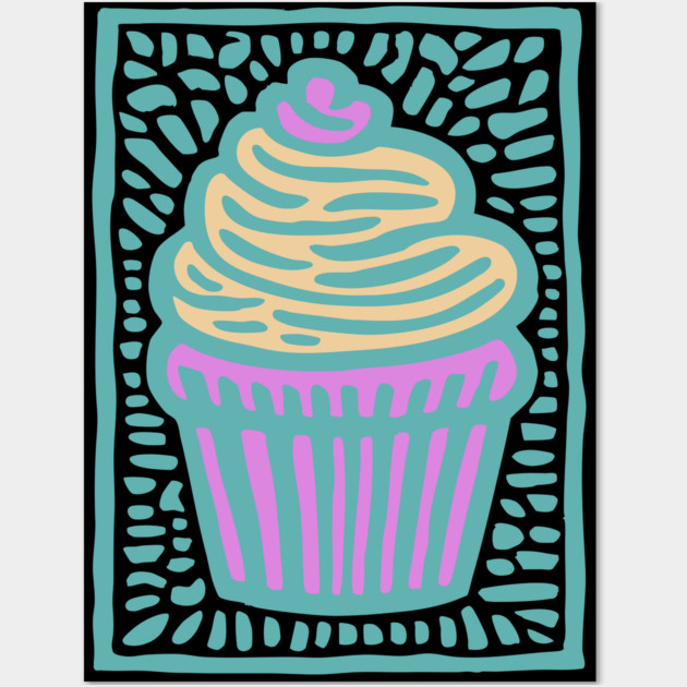Trippy Psychedelic Cupcake Wall Art by TuncGK