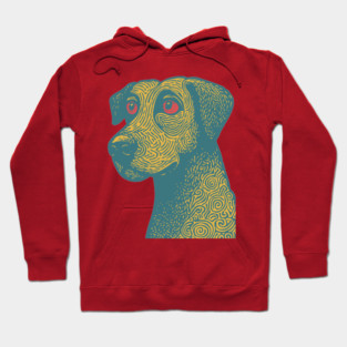 Tribal Psychedelic Dog - Trippy Linocut Hoodie