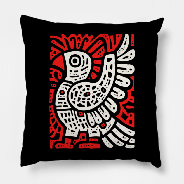 Psychedelic Tribal Eagle Pillow by TuncGK