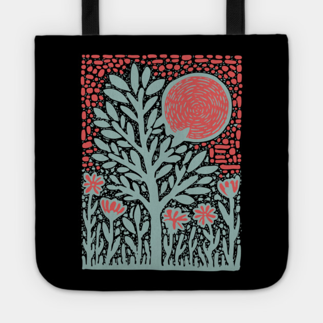 Trippy Psychedelic Flowers - Tribal Plant Art Tote by TuncGK