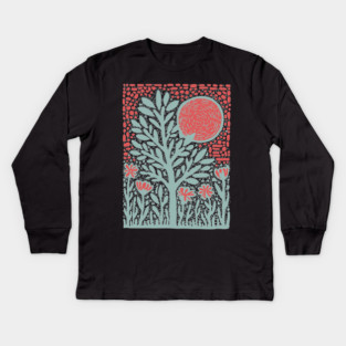 Trippy Psychedelic Flowers - Tribal Plant Art Kids Long Sleeve T-Shirt
