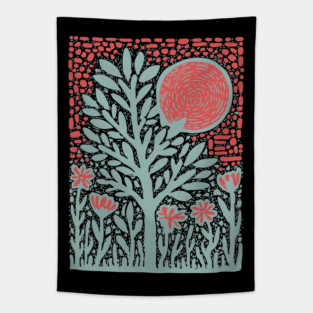 Trippy Psychedelic Flowers - Tribal Plant Art Tapestry