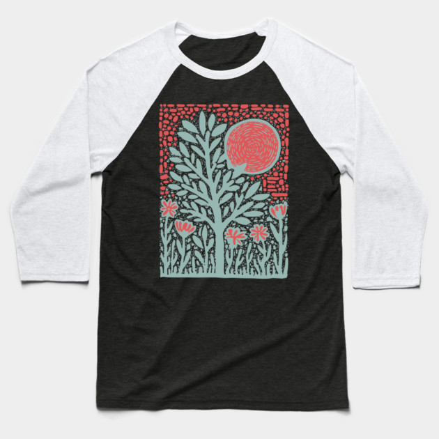 Trippy Psychedelic Flowers - Tribal Plant Art Baseball T-Shirt by TuncGK