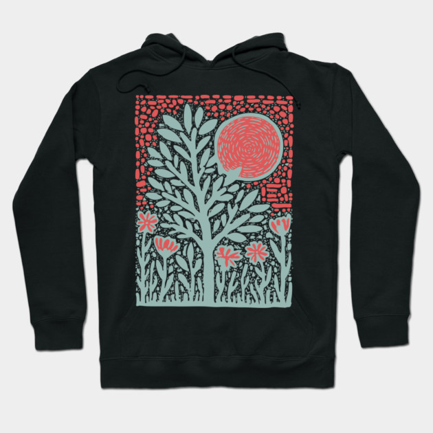 Trippy Psychedelic Flowers - Tribal Plant Art Hoodie by TuncGK