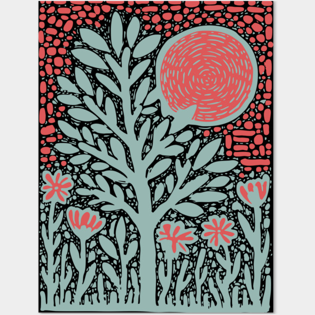 Trippy Psychedelic Flowers - Tribal Plant Art Wall Art by TuncGK