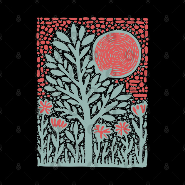 Trippy Psychedelic Flowers - Tribal Plant Art by TuncGK