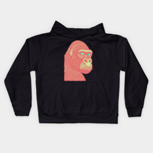 Psychedelic Woodcut Gorilla Kids Hoodie