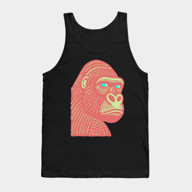 Psychedelic Woodcut Gorilla Tank Top by TuncGK