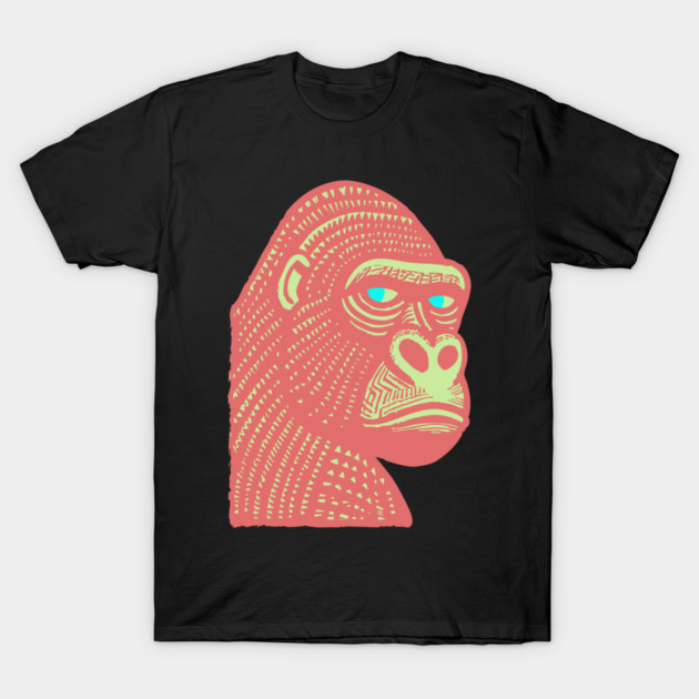 Psychedelic Woodcut Gorilla T-Shirt by TuncGK