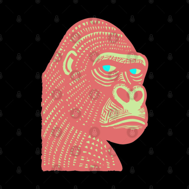 Psychedelic Woodcut Gorilla by TuncGK