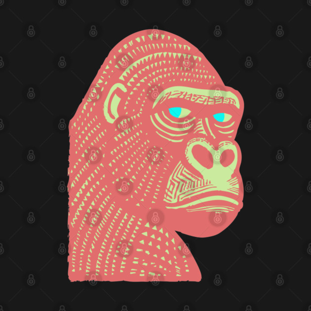Psychedelic Woodcut Gorilla by TuncGK
