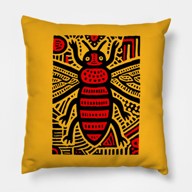 Tribal Psychedelic Insect Pillow by TuncGK