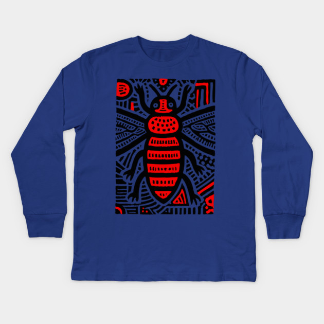 Tribal Psychedelic Insect Kids Long Sleeve T-Shirt by TuncGK