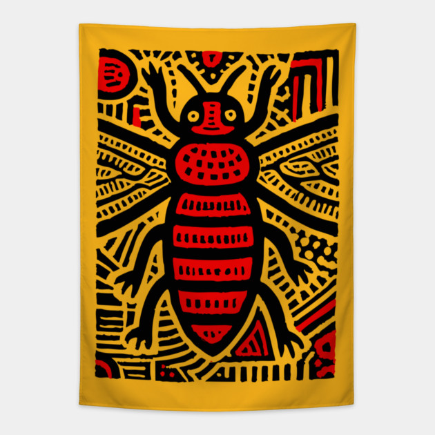Tribal Psychedelic Insect Tapestry by TuncGK