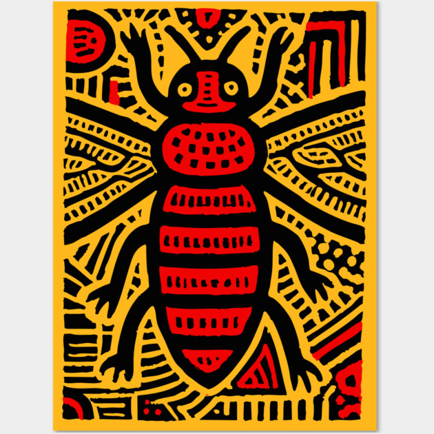 Tribal Psychedelic Insect Wall Art by TuncGK