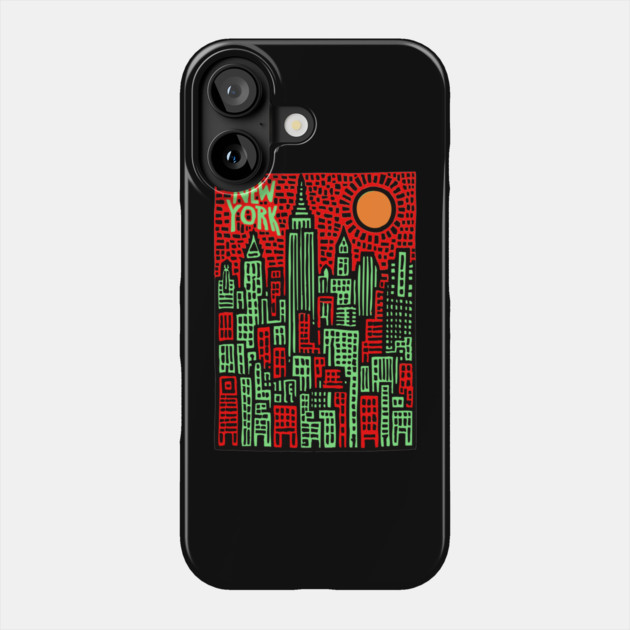 Psychedelic New York Skyline Phone Case by TuncGK