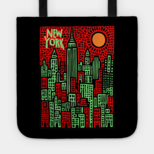 Psychedelic New York Skyline Tote