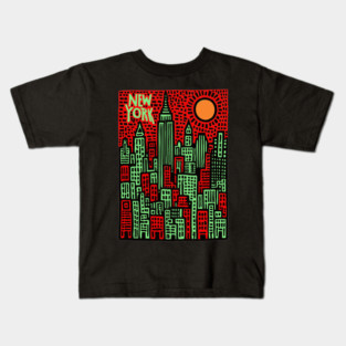 Psychedelic New York Skyline Kids T-Shirt