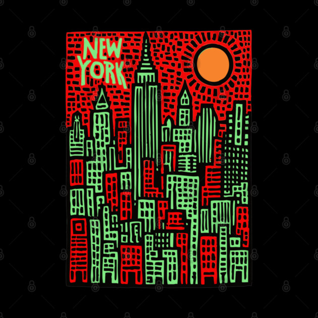 Psychedelic New York Skyline by TuncGK