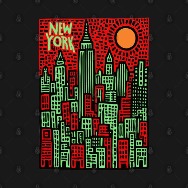 Psychedelic New York Skyline by TuncGK