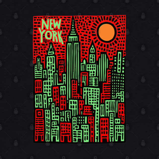 Psychedelic New York Skyline by TuncGK