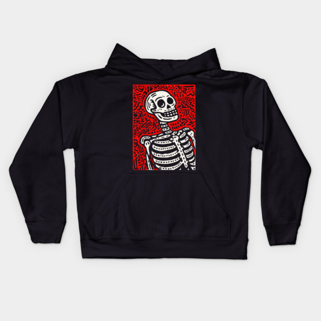 Psychedelic Tribal Skeleton Kids Hoodie by TuncGK