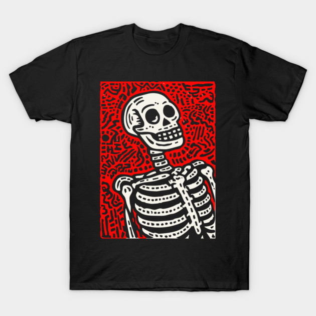 Psychedelic Tribal Skeleton T-Shirt by TuncGK