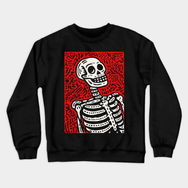 Psychedelic Tribal Skeleton Crewneck Sweatshirt by TuncGK