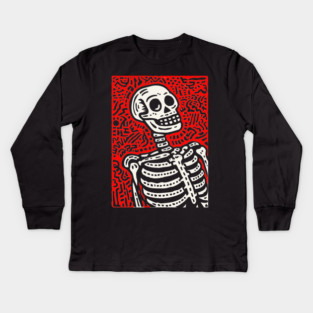 Psychedelic Tribal Skeleton Kids Long Sleeve T-Shirt
