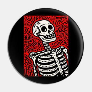 Psychedelic Tribal Skeleton Pin