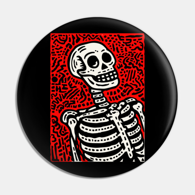 Psychedelic Tribal Skeleton Pin by TuncGK