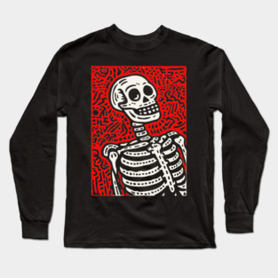 Psychedelic Tribal Skeleton Long Sleeve T-Shirt