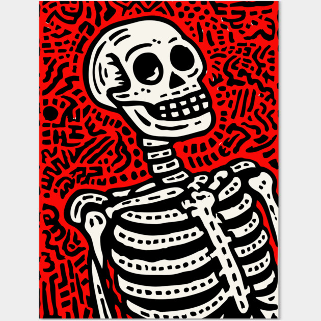 Psychedelic Tribal Skeleton Wall Art by TuncGK