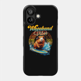 Wheekend Vibes Pun Surfing Guinea Pig Phone Case