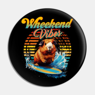 Wheekend Vibes Pun Surfing Guinea Pig Pin
