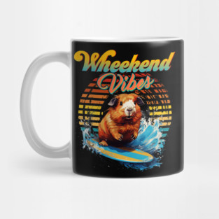 Wheekend Vibes Pun Surfing Guinea Pig Mug