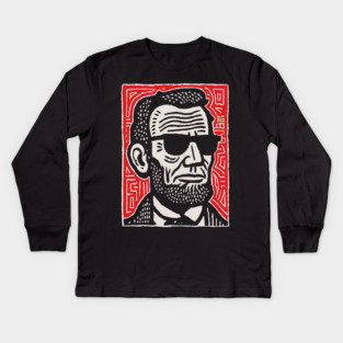 Psychedelic Abe Lincoln Kids Long Sleeve T-Shirt