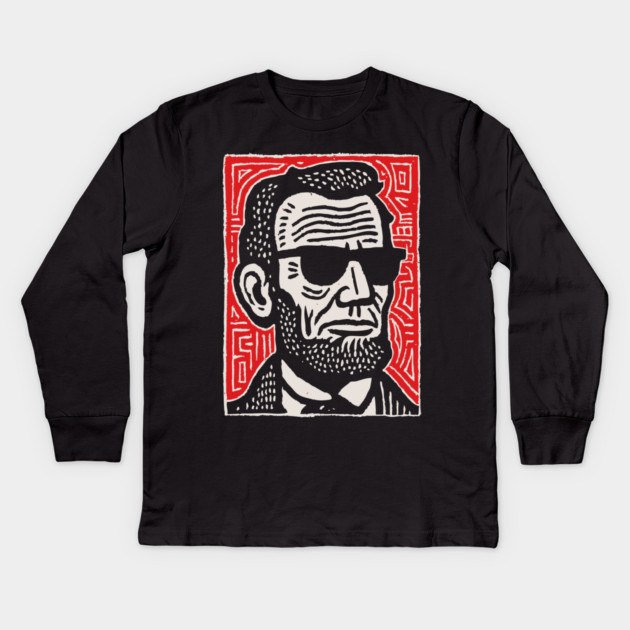 Psychedelic Abe Lincoln Kids Long Sleeve T-Shirt by TuncGK