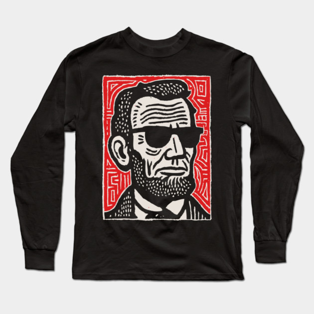 Psychedelic Abe Lincoln Long Sleeve T-Shirt by TuncGK