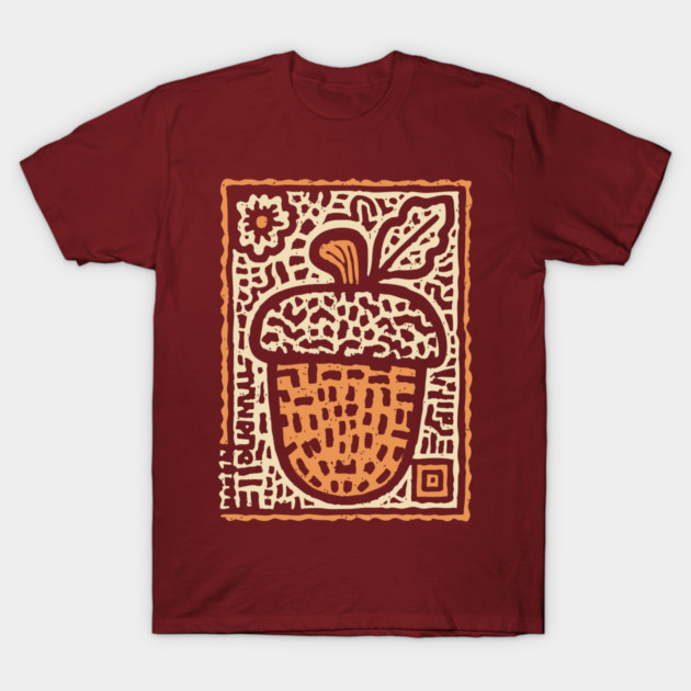 Tribal Psychedelic Acorn T-Shirt by TuncGK