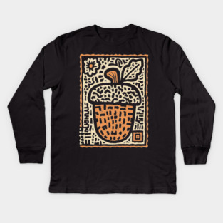 Tribal Psychedelic Acorn Kids Long Sleeve T-Shirt