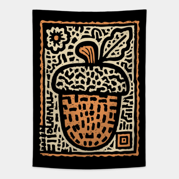 Tribal Psychedelic Acorn Tapestry by TuncGK